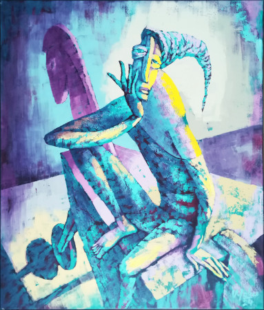 Trójský jezdec, akryl, 70x60,